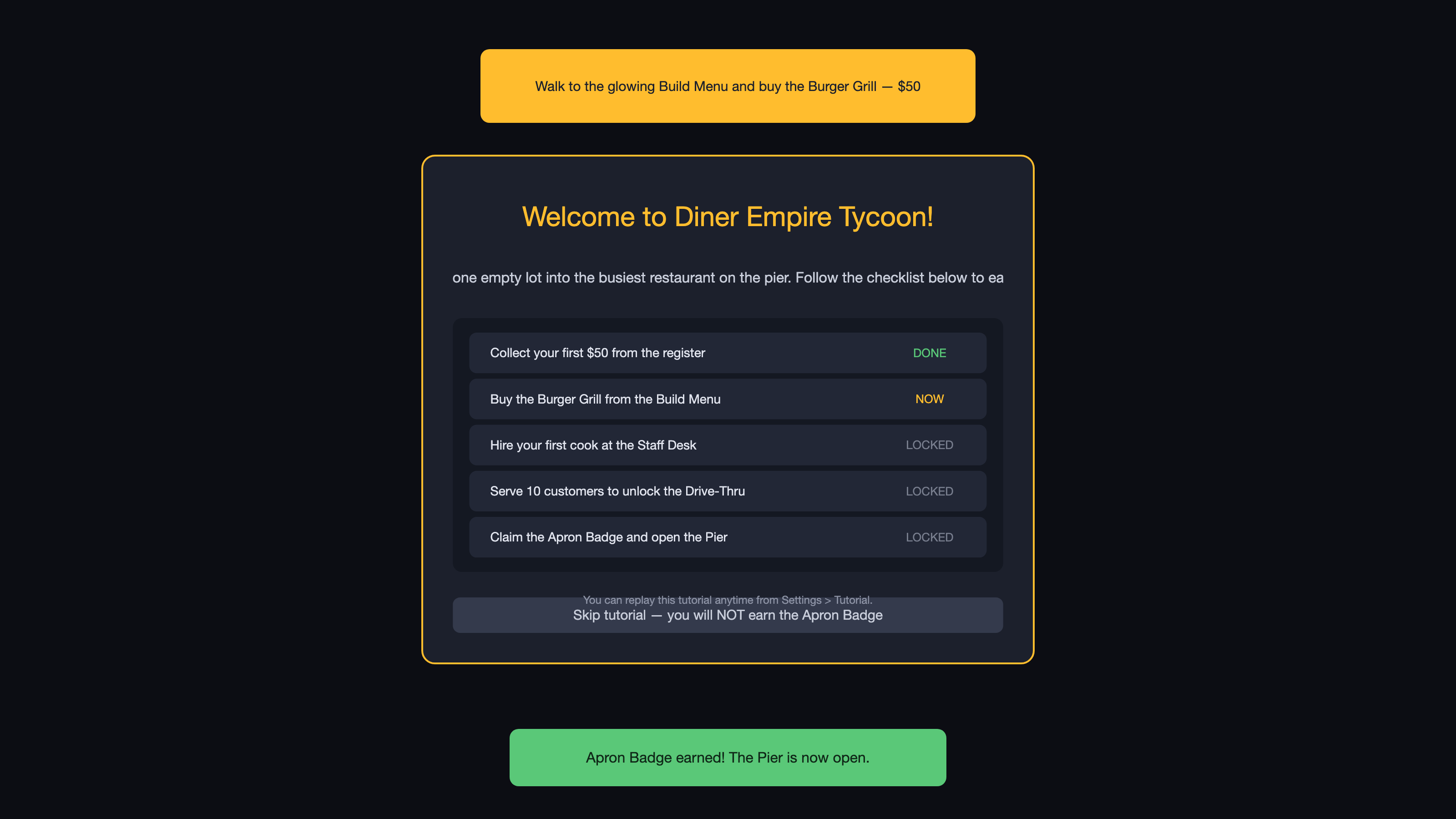 onboarding screen built by the model